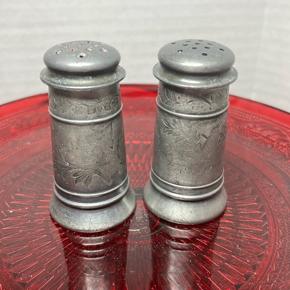 Antique Silver-plated Salt and Pepper Shakers